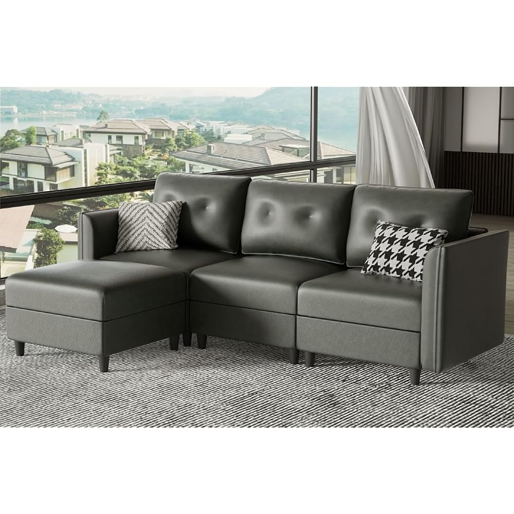 60/mo Finance LLAPPUIL Modular Sectional Sofa Faux Leather Fabric