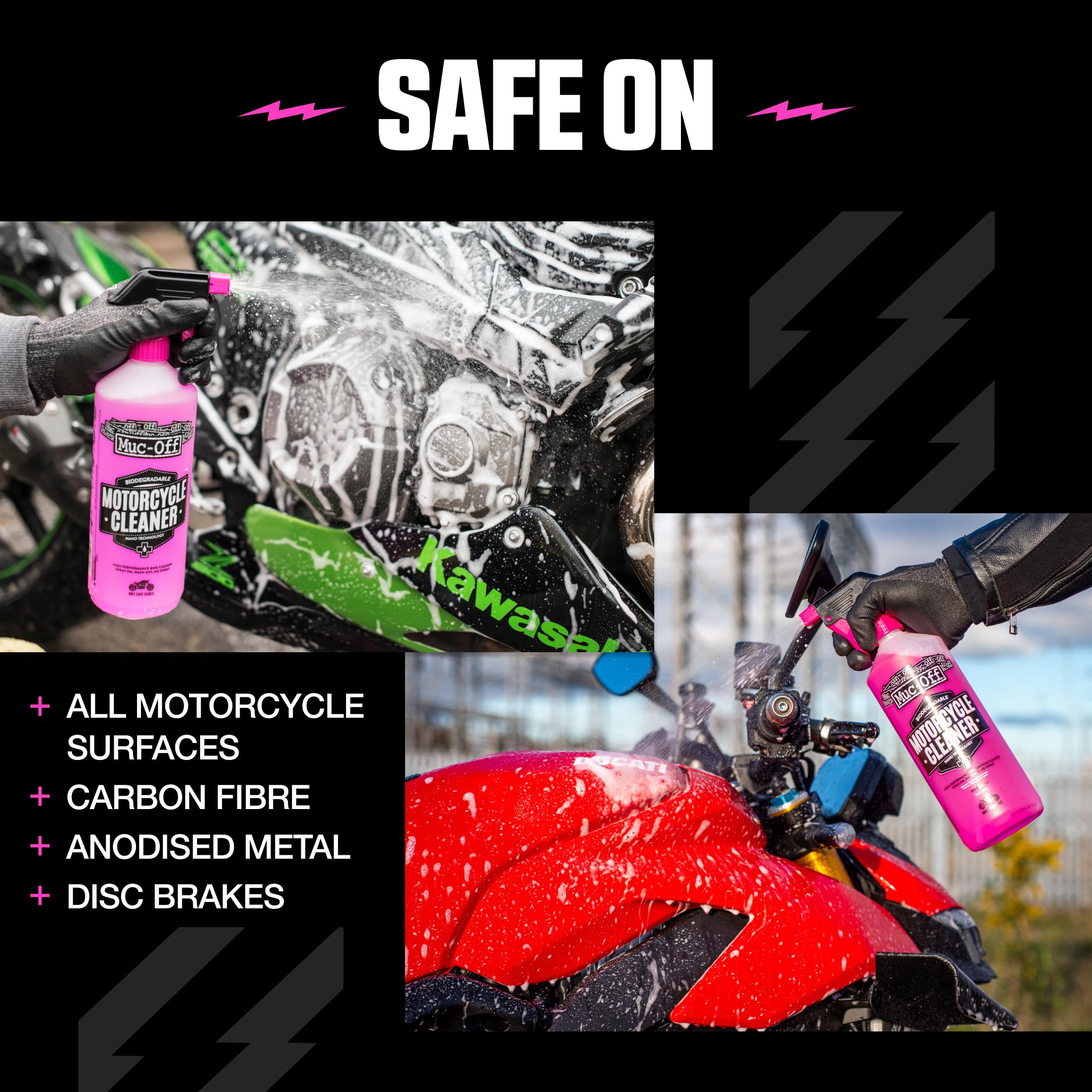 Muc-Off Nano-Tech Motorcycle Cleaner, 1 l - Spray Detergente Moto Biodegradabile ad Azione Rapida - Prodotto Pulizia Moto Sicuro su Tutte le Superfici e Adatto a Tutti i Tipi di Moto