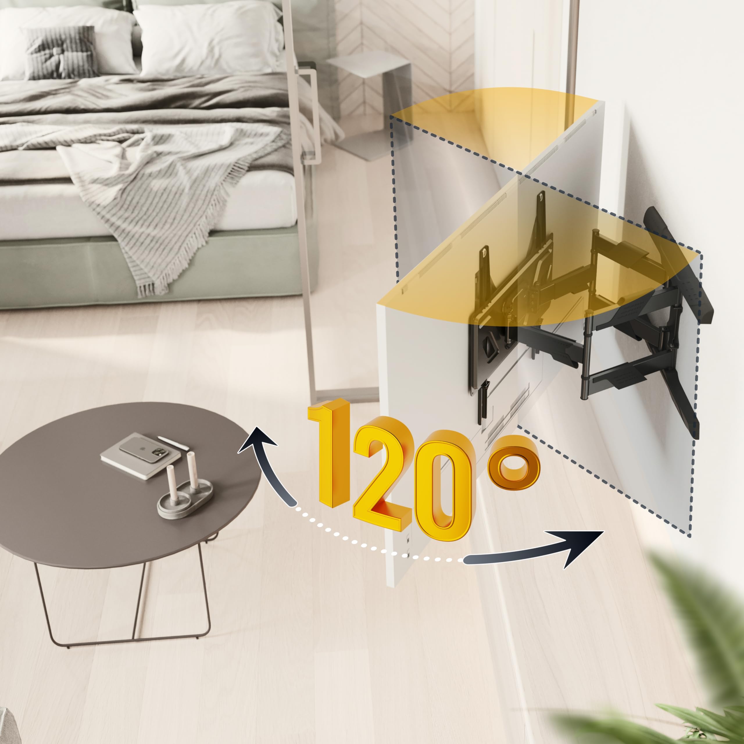 RICOO Uchwyt ścienny do telewizora, wychylny, do 32-65 cali, uniwersalny uchwyt TV S9544, uchwyt na telewizor na ścianę, uchwyt ścienny do telewizora 55 cali, do 45 kg z maks. VESA 400 x 400 mm