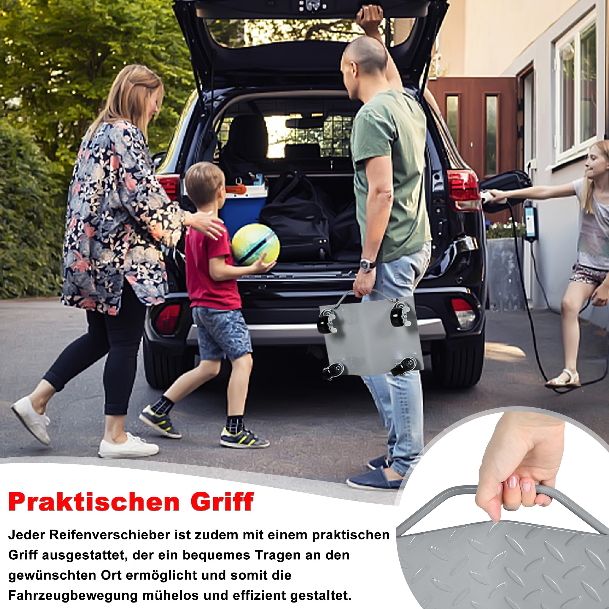 2 Stück Rangierhilfe für PKW Auto, Tragbarer Reifenwagen Rangierroller Rangierheber Roller Wagenheber, bis zu 1000 KG