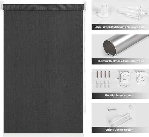 Miniatura 7 de Persianas enrollables para ventanas con 5% de apertura, protección UV, filtro de luz, persianas enrollables traslúcidas con aislamiento térmico para