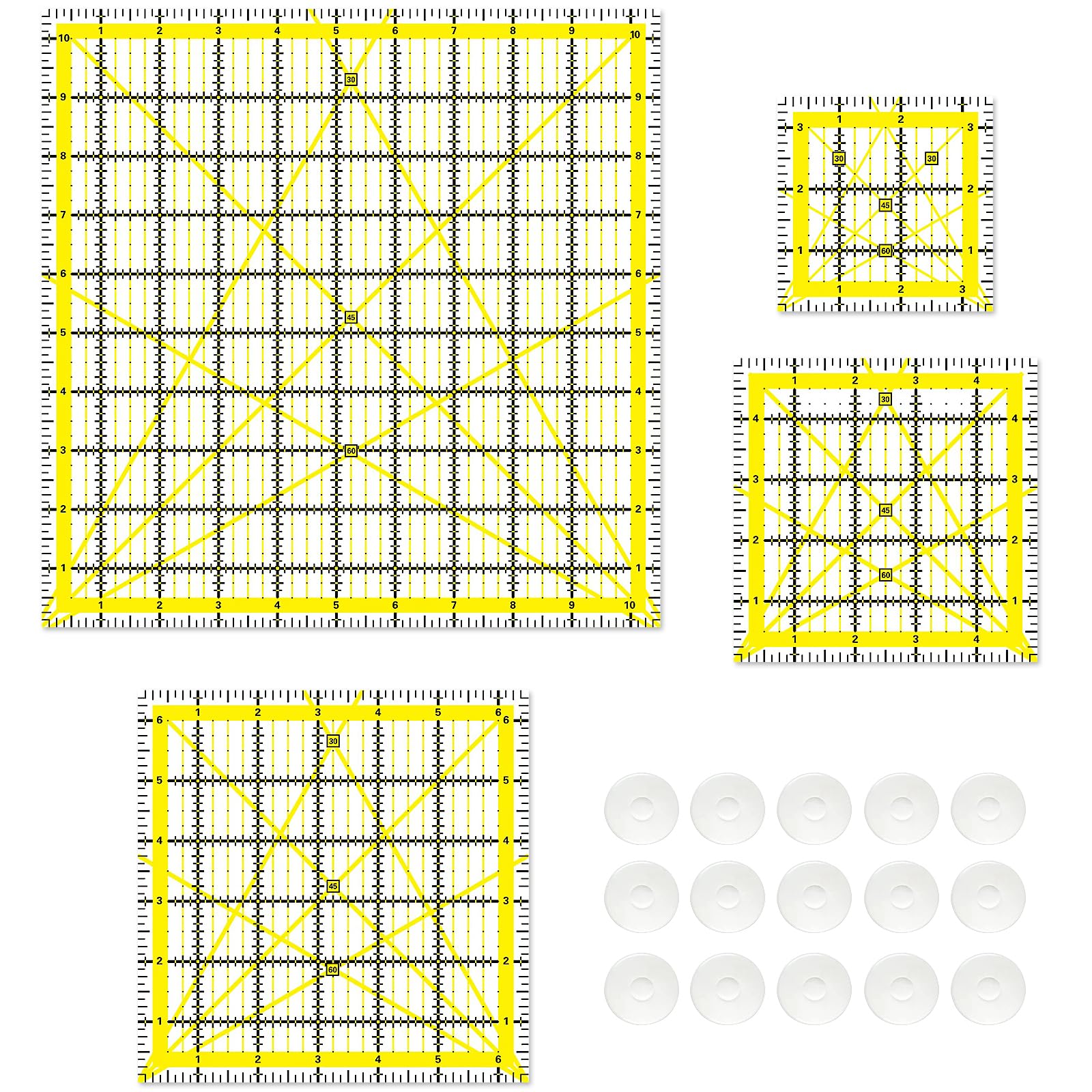 Quilting Rulers Set - 4 Acrylic Square Templates -1
