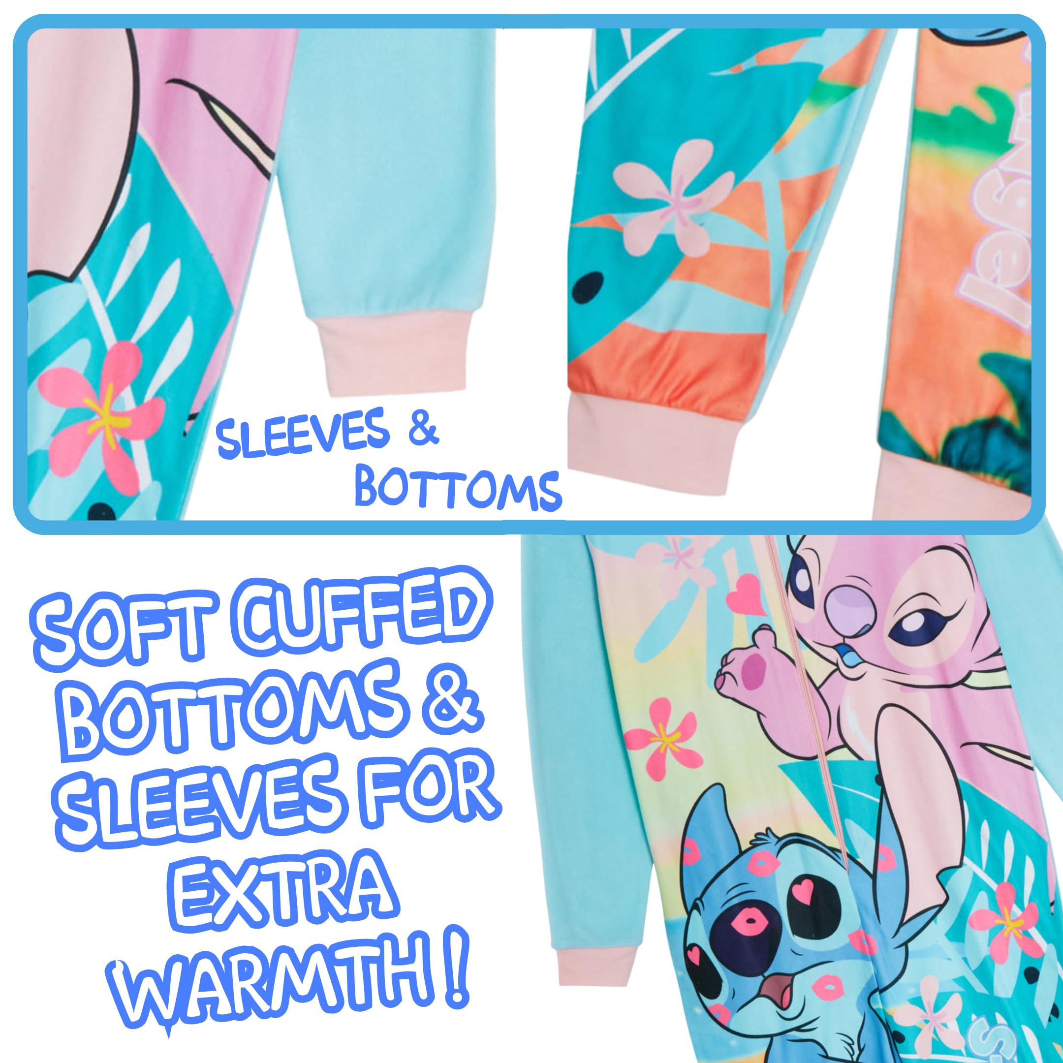 Disney Pijama de Stitch y Angel para Niños Todo en Uno Pijamas Para Niñas Forro Polar Ropa de Dormir, azul, 7-8 años