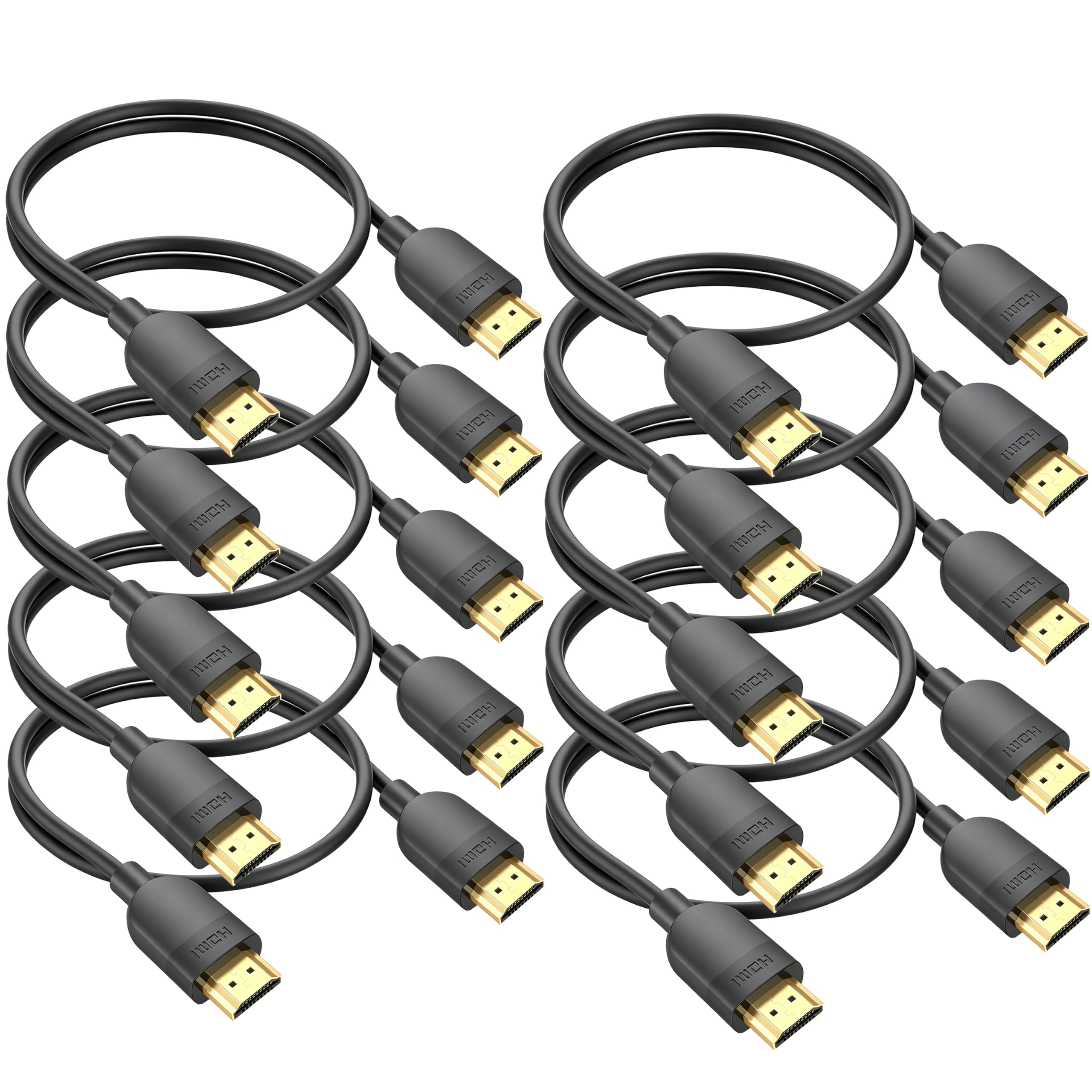 Lot de 10 câbles HDMI courts de 3,5 m, 4K HDMI 2.0, 4K @ 60 Hz, 2K/1080p
