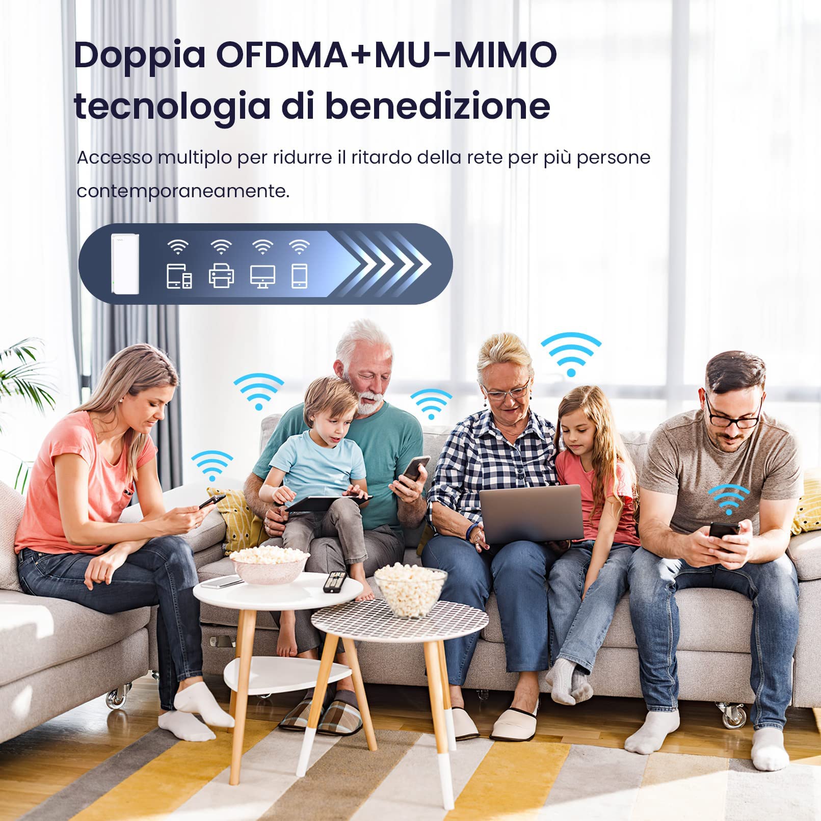 Tenda MX15 Pro(2 Pack) Dual Band AX5400 Mesh WiFi 6, copertura Wi-Fi fino a 240㎡, Tri-core 1.5GHz CPU, 4X4 Larghezza di banda 160MHz, Alexa
