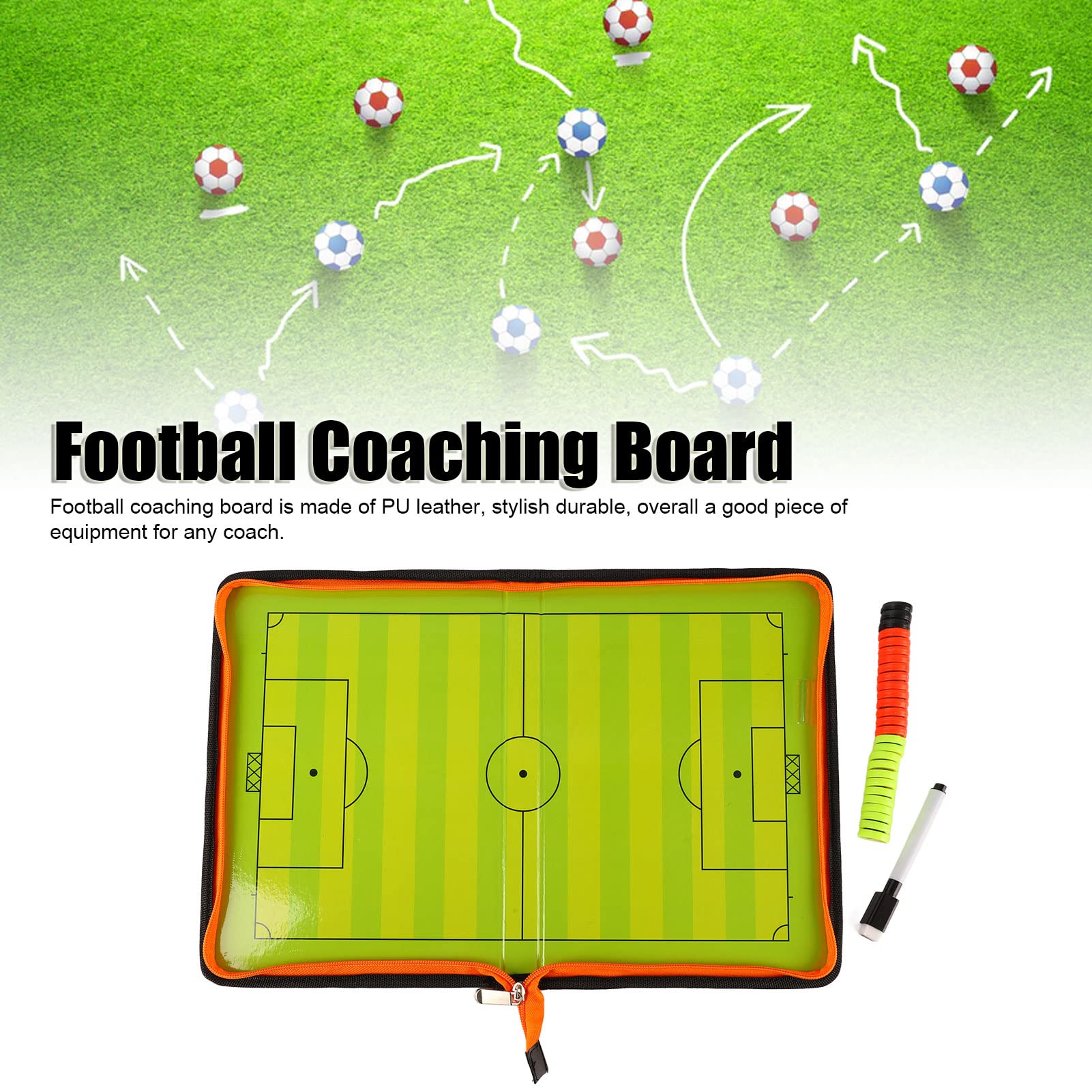 Football Coaching Board, Magnetic Coaching Board, Portable Strategy CoachBoard, with Marker Pen Chess Pieces Zipper Type