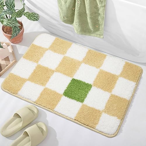 Miniatura 1 de Sunhop Tapetes de baño amarillos, bonitos tapetes de baño pequeños, extrasuaves y absorbentes, antideslizantes, para baño, fregadero, ducha, lavable