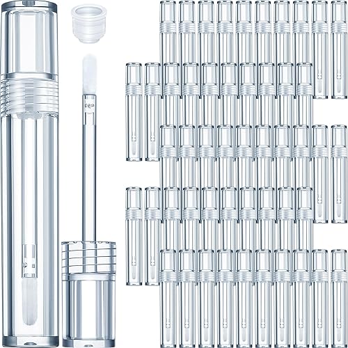Hsei 100 tubos de brillo de labios transparentes de 0.2 fl oz (0.2 fl oz), tubos vacíos de brillo de labios a granel, recipientes de bálsamo labial