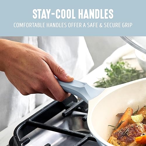 Miniatura 7 de GreenLife Juego de 8 piezas de utensilios de cocina de cerámica antiadherente, ollas y sartenes aptas para inducción, libres de PFAS y no tóxicas,