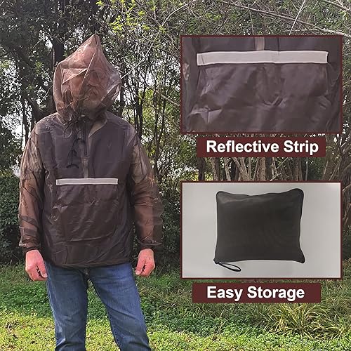 Miniatura 18 de Aventik Chaqueta de mosquito, pantalones de mosquito, traje de mosquito, malla que no se transparenta, súper ligera, mantiene la seguridad fresca