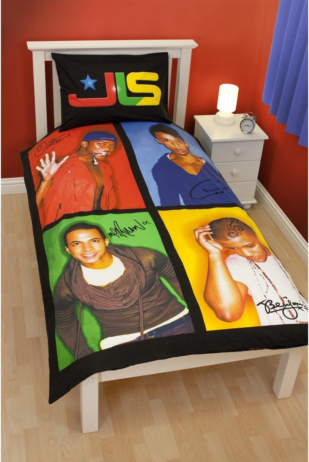 JLS Girls Jukebox Twin Duvet and Pillowcase (Twin Bed) (Blue/Red/Yellow)