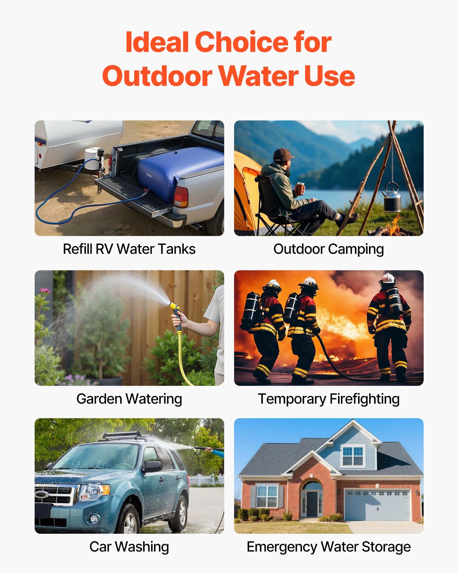 VEVOR Réservoir d'Eau Souple 240 L, Vessie de Stockage Eau Pliable, Sac Conteneur d'Eau PVC Grande Capacité, pour Irrigation Jardin, Camping, Camping-car, Utilisation Extérieur, Stockage Urgence, Bleu