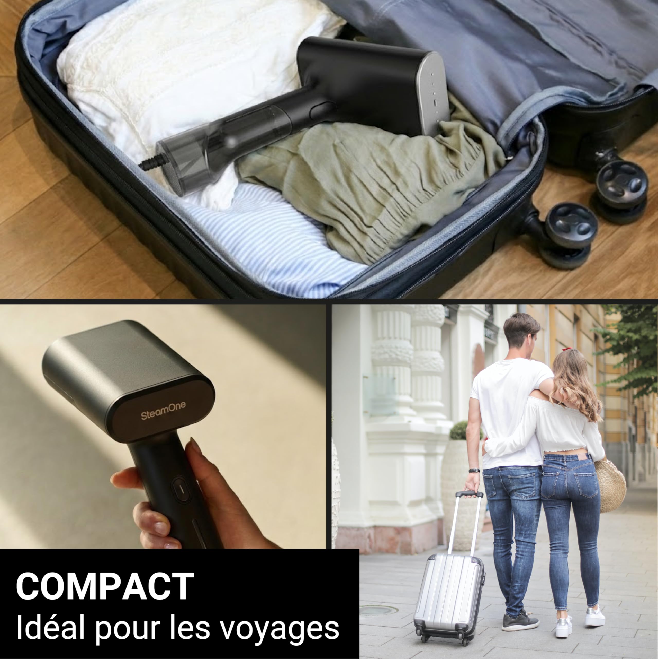 STEAMONE - Steamer Défroisseur à vapeur 2000W 28g/min - Fer portatif - Capavité 140 ml - Elimines 99,99% d'impureté - Prêt en 35s - Câble 2m - Format compact - SIMON XL 2 -EUDTC140BV2