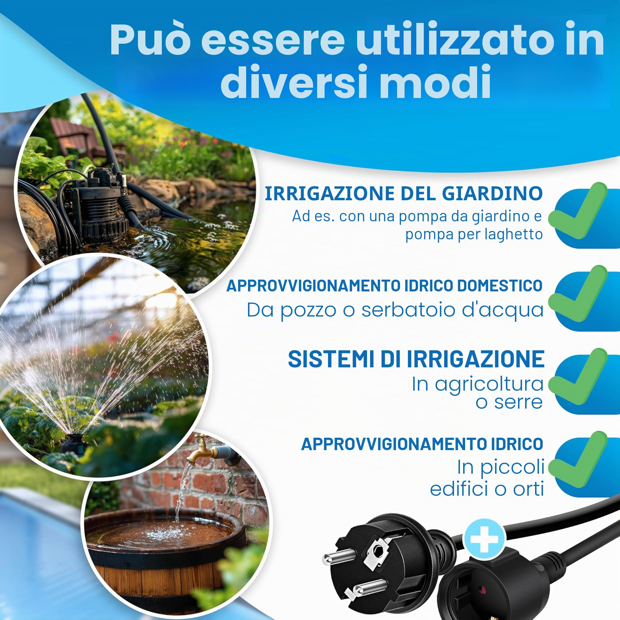 KESSER® Pressostato Interruttore di pressione, 10 bar, controllo pompa, impianto idraulico domestico, irrigazione giardino, con cavo, pressione dell'acqua costante
