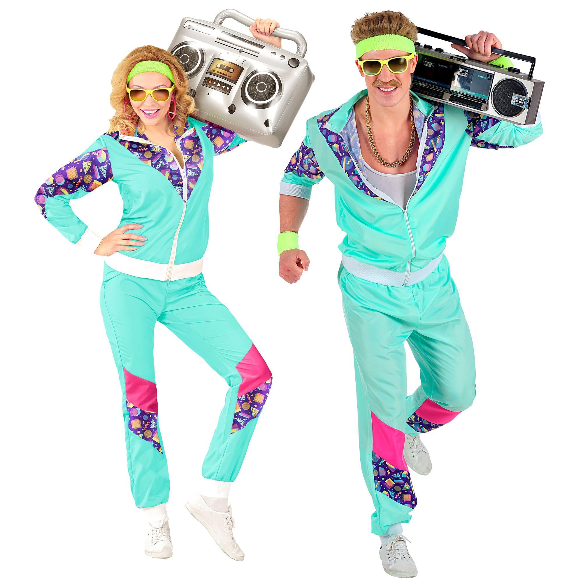 WIDMANN 00181 Adults Unisex 80s Shell Suit Costume. Includes Jacket & Pants. 90s, Fancy Dress, Outfit, World Book Day, Halloween, Carnival