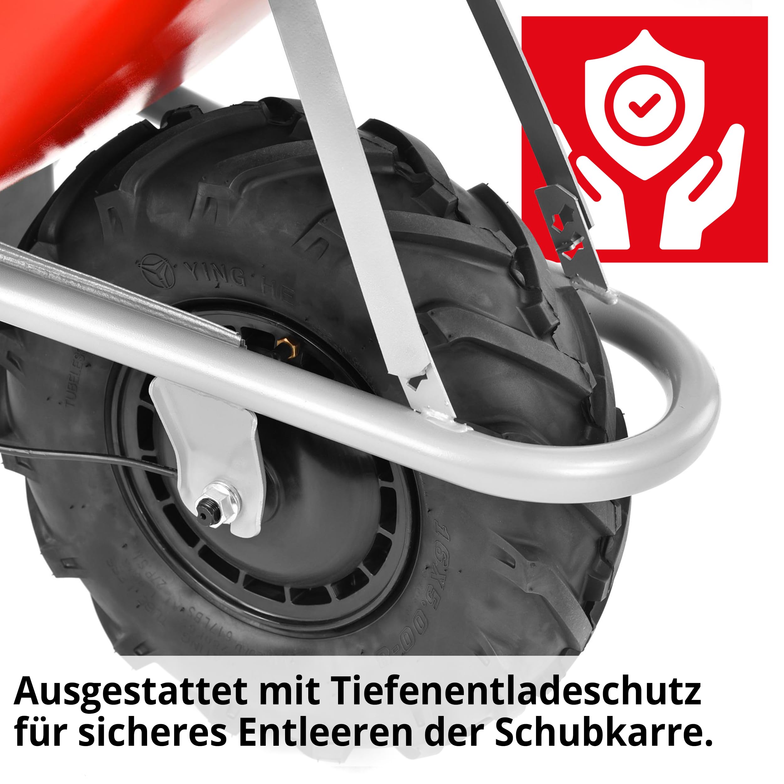 HECHT elektrische Schubkarre 80 L – 260 kg Motorschubkarre | Elektro-Dumper mit 280 W Motor, Luftreifen auf Stahlfelge und pulverbeschichteter Stahlwanne für Garten und Transport