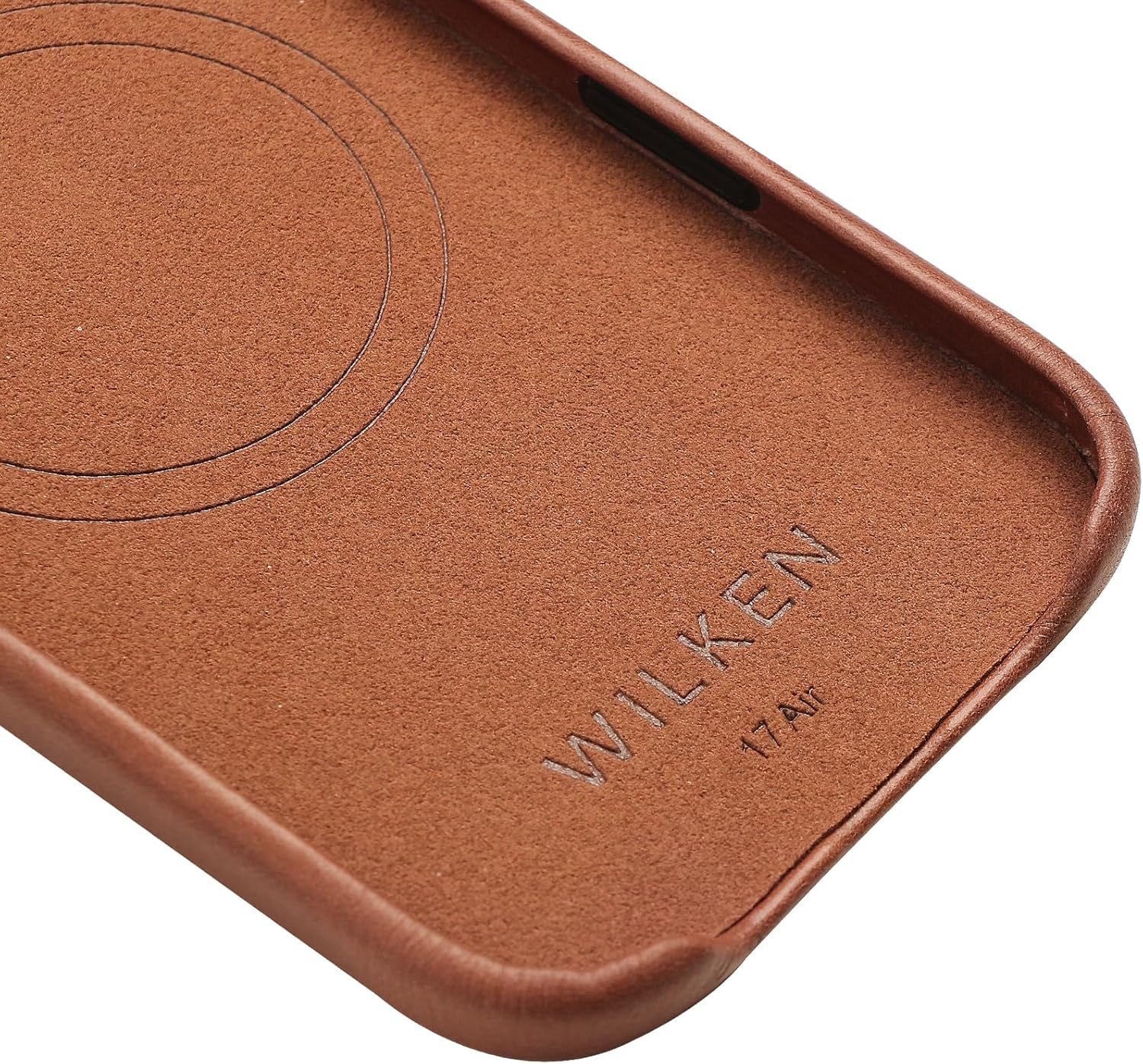 Wilken Leather Wrapped Case Compatible with iPhone 17 Air | Compatible with MagSafe and Wireless Charging | Top Grain Leather | Custom Metal Button Controls (17 Air, Brown) - Image 8