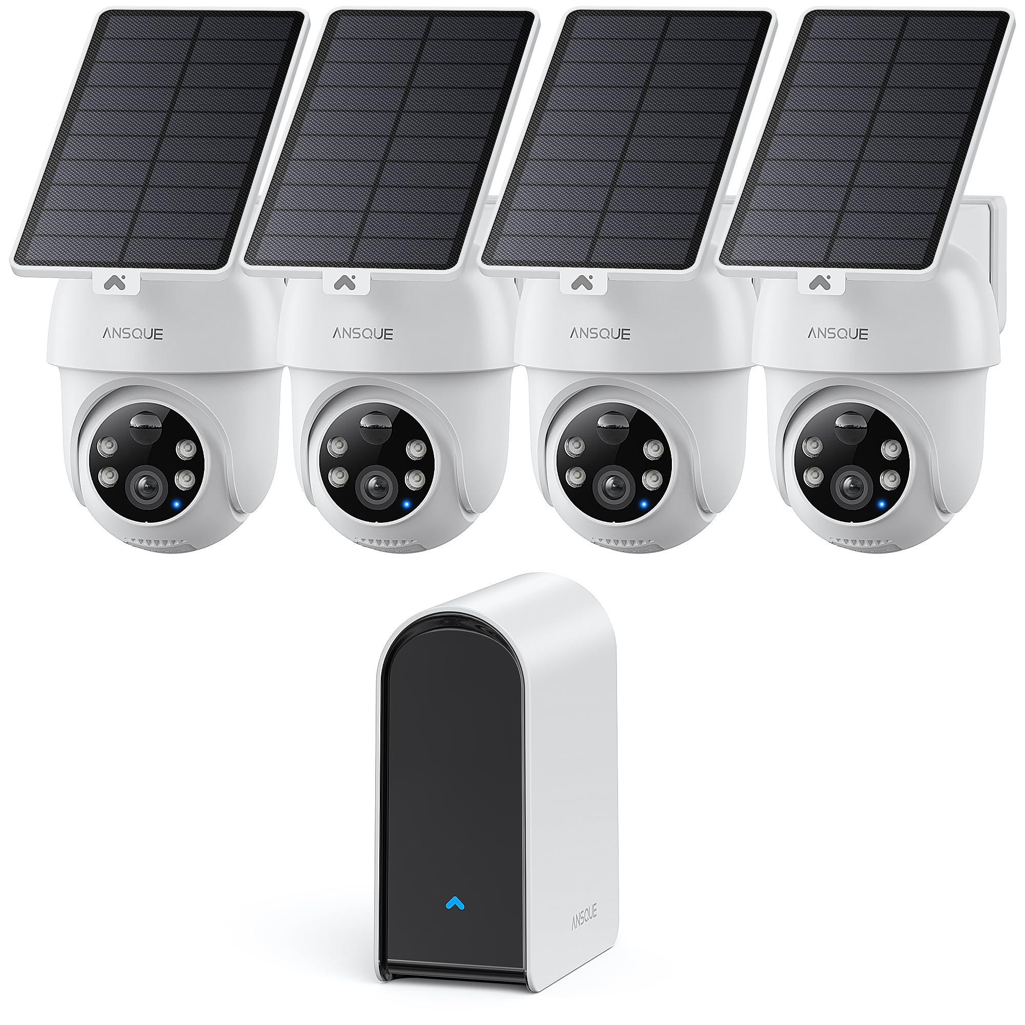 - Security Cameras Wireless Outdoor Home System, 4 Camera Kit, No Subscription Fees, Solar Powered, Local Storage, 365-Day Battery Life, 360°PTZ Surveillance, Auto Tracking, 2K Color Night Vision