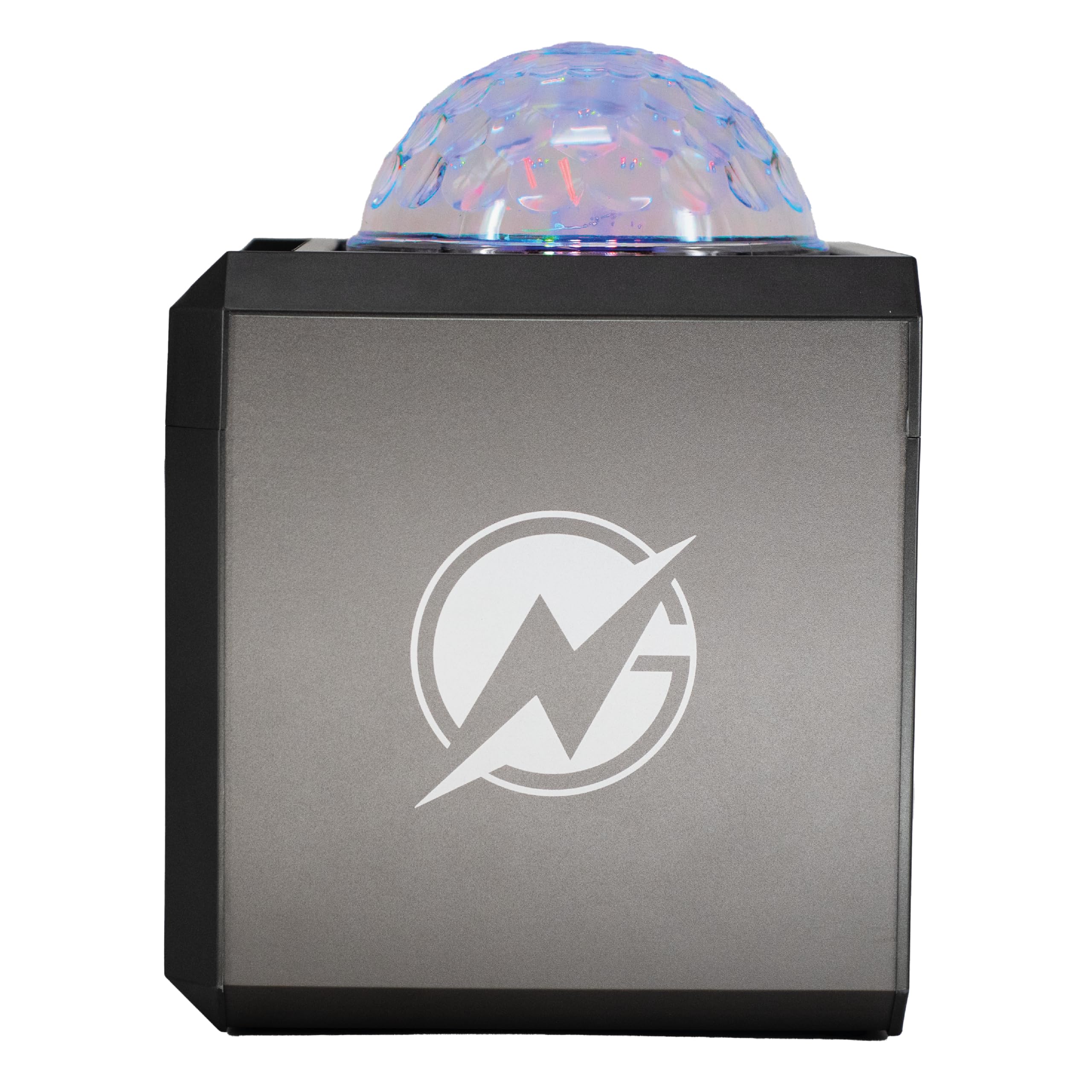 N-Gear The Block Party 602 XL Altavoz Bluetooth Potente 300W con Bola de Discoteca RGB y 2 Micrófonos de Cable Sistema de Sonido Portátil TWS Batería 6 Horas para Karaoke Fiestas - Gris