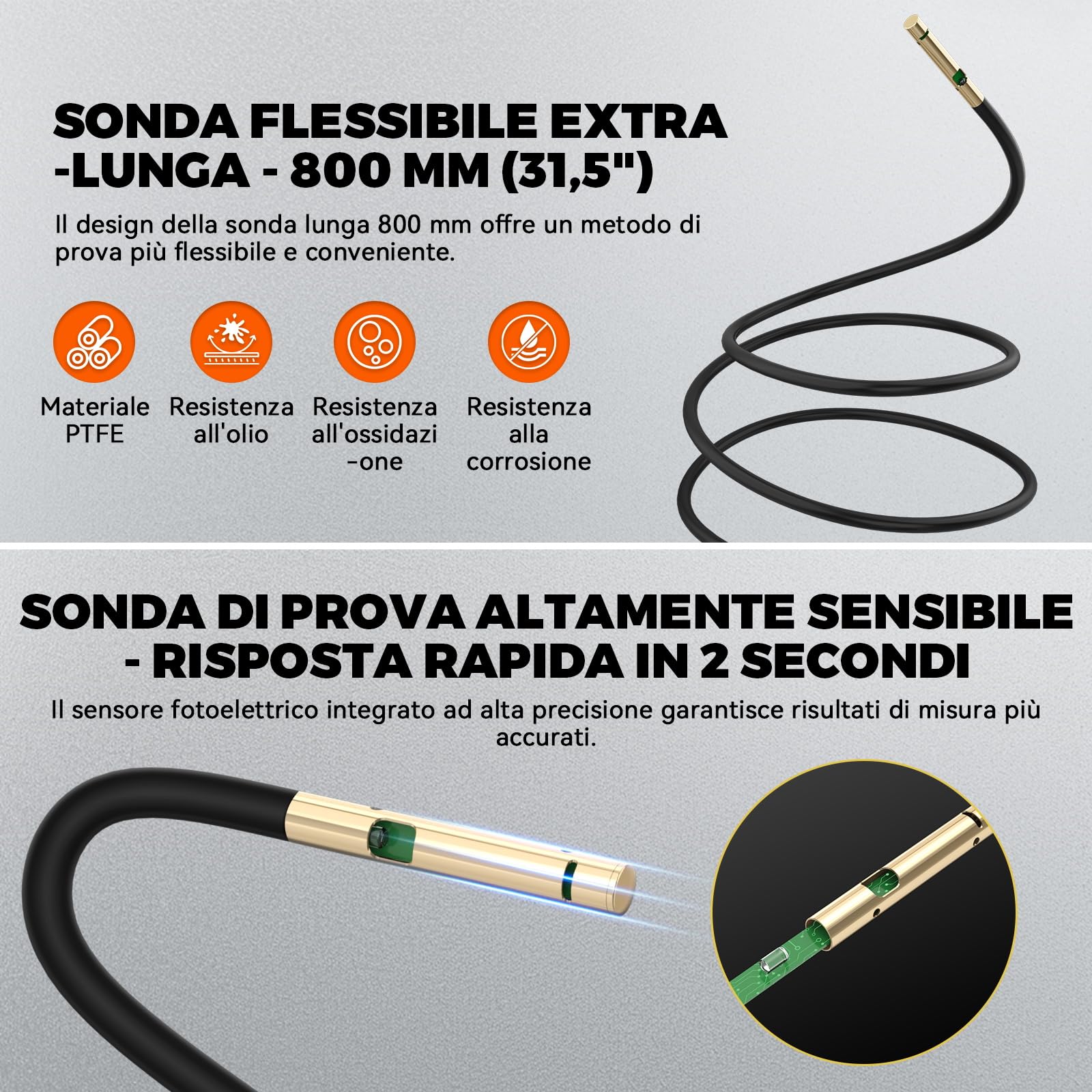 Tester per Olio Motore, Tester per la Qualità dell'olio Motore a Benzina e Diesel, con Sonda ad Alta Precisione, Rilevatore di Trasmittanza e Temperatura