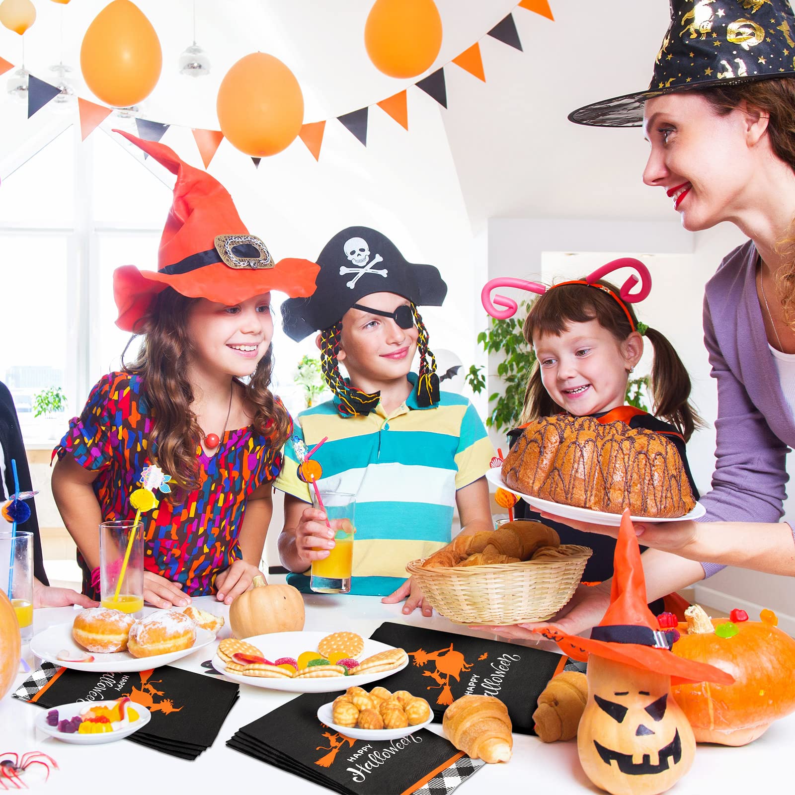 Halloween-Servietten, 100 Stück – Süßes Oder Saures Design, Saugstark, Für Partys & Deko
