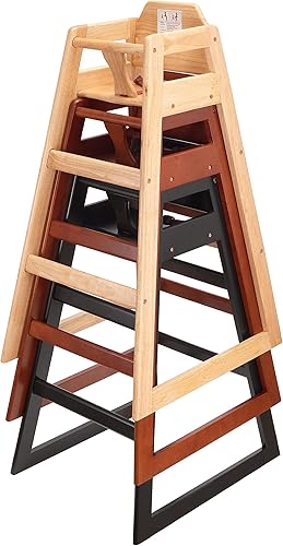 Miniatura 5 de Silla alta de madera para restaurante lista para montar, sillas altas para bebés, silla de alimentación duradera con escalones, sillas altas