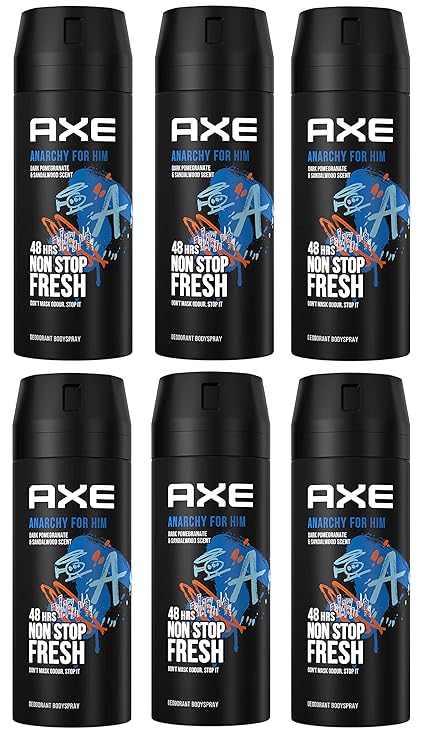 AXE Deodorant Body Spray Anarchy 150 Ml / 5.07 Oz (Pack of 6)