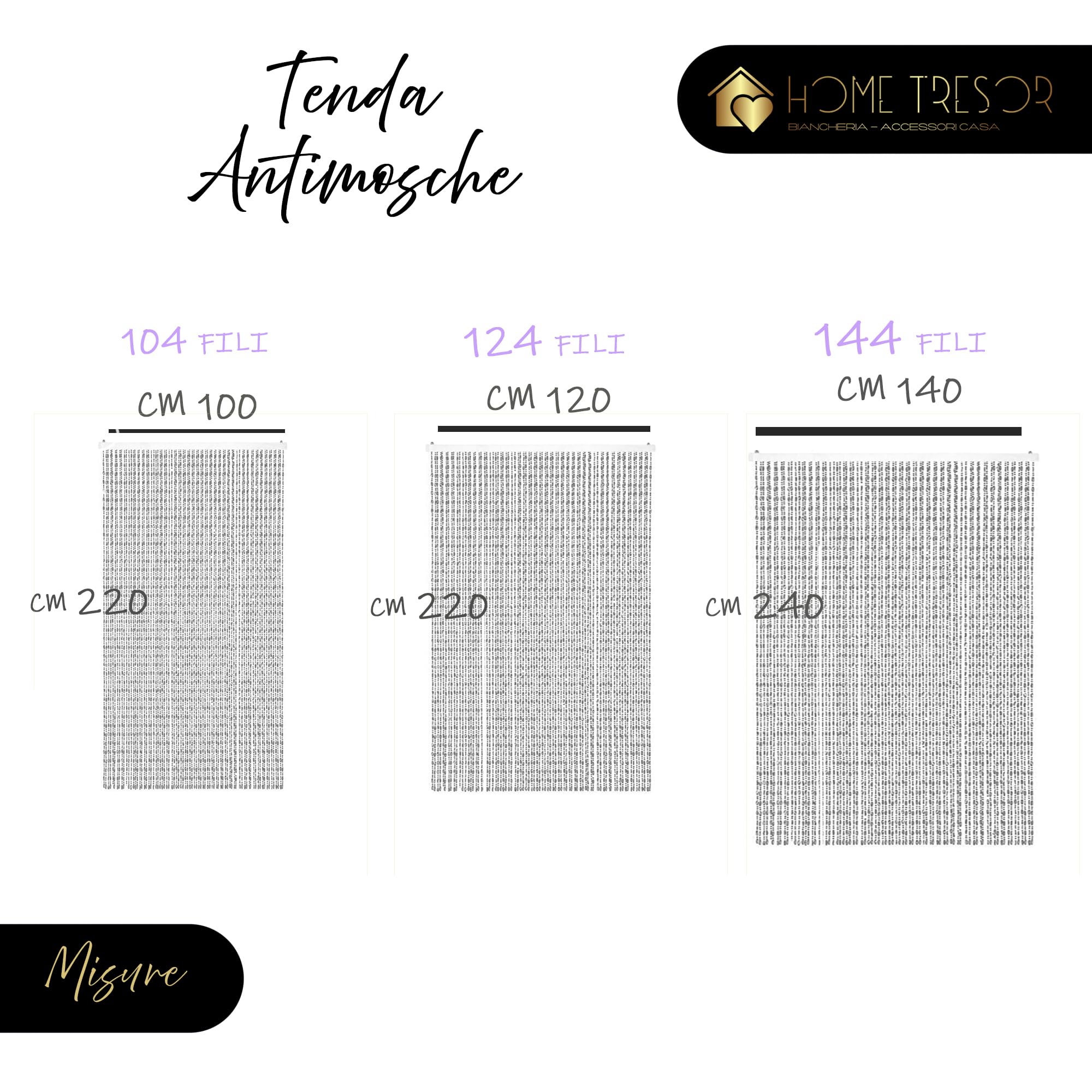 Home Tresor - Tenda Antimosche a Catenelle con Perline di Stoffa per Porta Finestre Pannello Telaio PVC Moschiera Silenziosa - Ruggine 140x240 cm