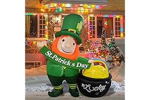 6FT St Patricks Day Inflatables Outdoor Decorations, Inflatable Leprechaun with Built-in LED...