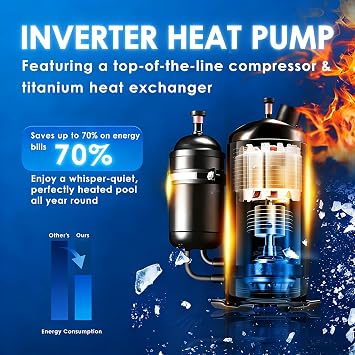 POOLTOHOT Pool Heater for Inground Pools and Above Ground Pool, 40000 BTU Electric Pool Heater Build-in Advanced Compressor from Japan for Heating and Cooling, Pool Heat Pump with Smart WiFi Control
