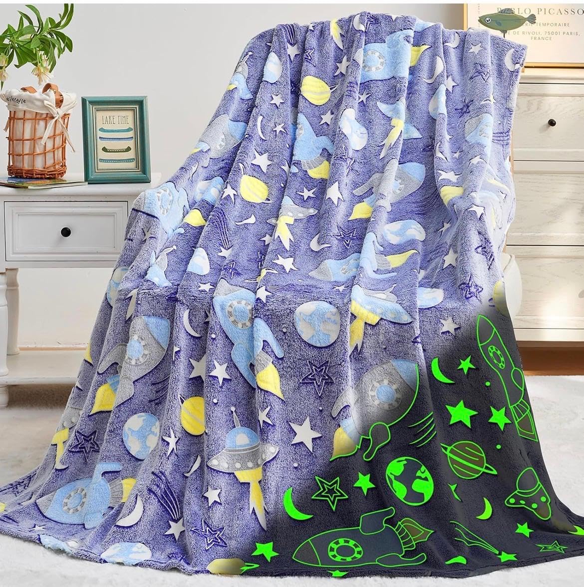Reexplore Glow in The Dark Radium Blanket for Kids, Teenagers & Adults All Seasons Blanket Single Bed Queen Size (150 x 200 cm, 60 x 80 Inches).-picture-24