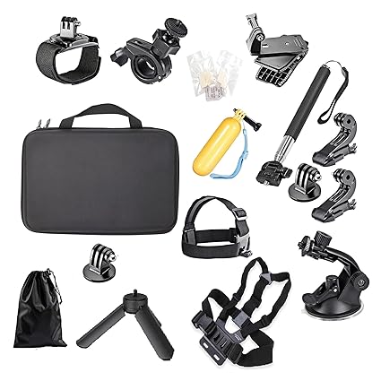 yantralay 13-in-1 Action Camera Accessories Kit - Large Carrying Case Compatible with Hero 12/11/10/9/8/7/6/5/4/3/2/1, SJCAM SJ4000 SJ5000, Yi & Other Action Cameras