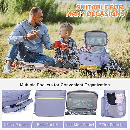 Miniatura 7 de NOL Natural Organic Lifestyle Bolsas de almuerzo totalmente aisladas para mujeres y hombres, bolsa enfriadora de nailon ligera para comidas de