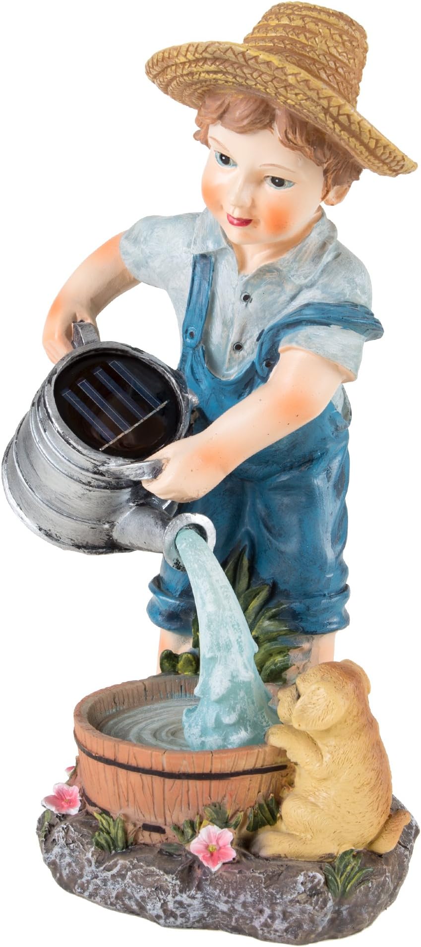 Solar powered Garden Statue Light Little Boy Pouring Water