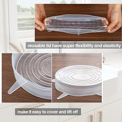 Miniatura 3 de Paquete de 6 tapas de silicona para conservas, transparentes, compatibles con Bar Keepers Friend, Comet, Ajax Cleanser (12 onzas y 21 onzas),