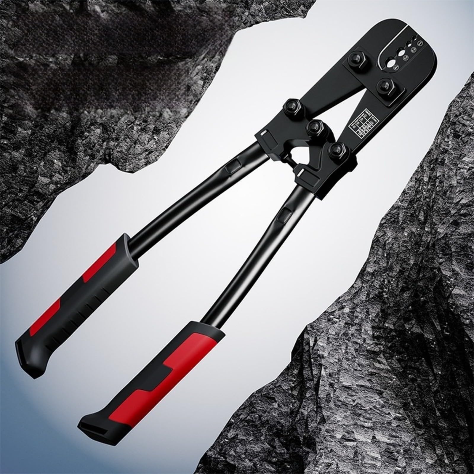 Pinza crimpatrice resistente con 4 matrici, in acciaio al carbonio ad alto tenore di carbonio, per manicotti rotondi in alluminio, 39 cm, pinza crimpatrice ergonomica per cavi