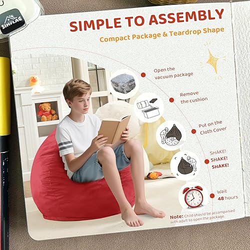 Miniatura 227 de Puf de 5 pies, puf grande con relleno de espuma viscoelástica, sofá puff esponjoso con funda de terciopelo holandés, puf redondo para sala de estar,