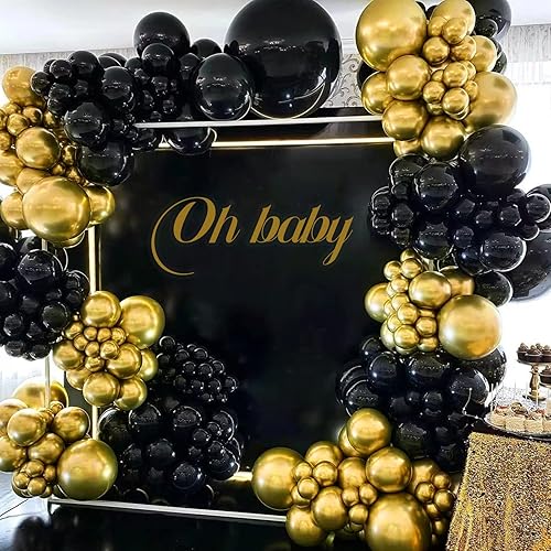 Miniatura 7 de 134 globos metálicos dorados de diferentes tamaños de 5, 10, 12, 18 pulgadas, globos de látex dorado cromado para cumpleaños, boda, baby shower.