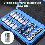 34 Pièces Jeu de Douille Torx Robuste et Facile à Utiliser, Multifonctions pour Voiture, Réparation de Vélo et Travaux Ménagers (bleu) - 2