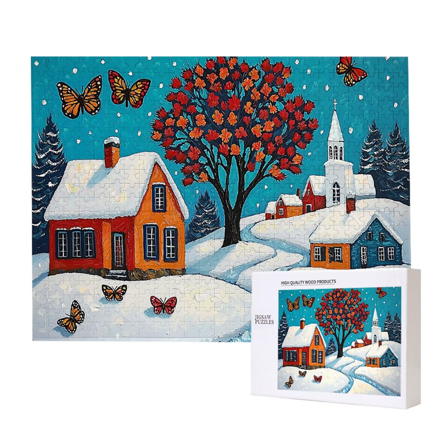 1000 sztuk puzzli, widok na śnieg 1000 sztuk puzzli dla dorosłych, prezent rocznicowy, prezent świąteczny, dekoracja domu, zapobieganie degeneracji mózgu u osób starszych v-920