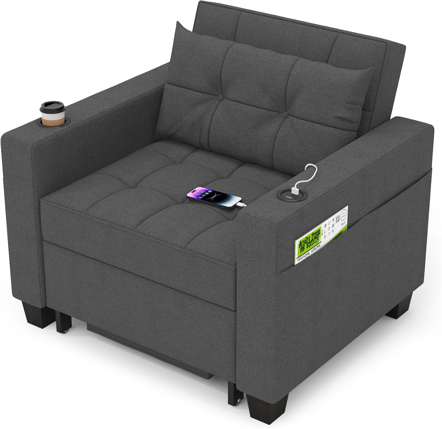 Amazon.com: DURASPACE 39 inch Futon Chair Bed Convertible Chair 3-in-1 ...