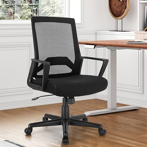 Miniatura 9 de TOMANOR Sillas ergonómicas de escritorio de malla para personas pesadas con soporte lumbar, color negro