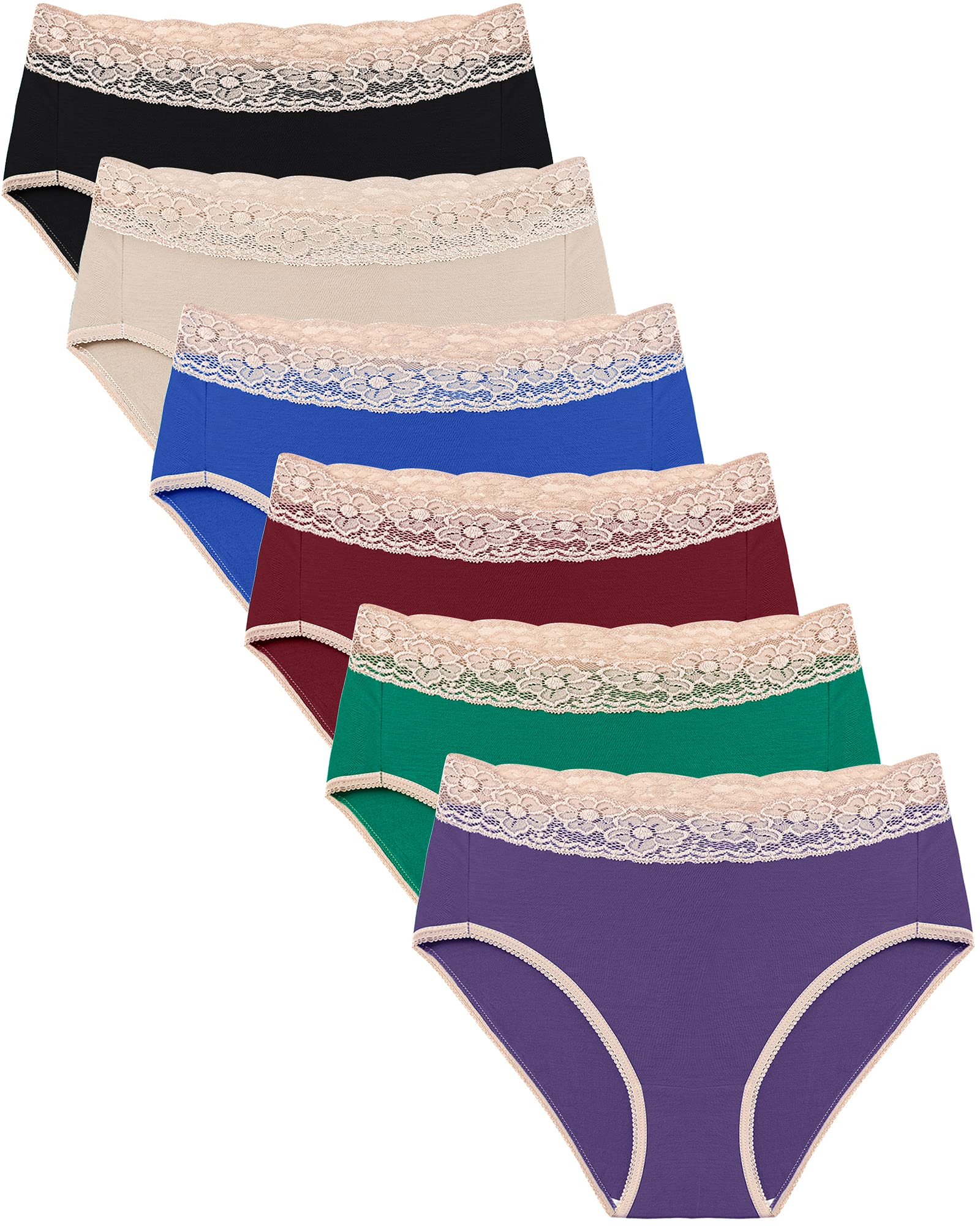 JOYTREE 6 Pack High Waist Postpartum Maternity Underwear Lace C-Section Recovery Pregnancy Panties for Women - Multicolor-B-XL