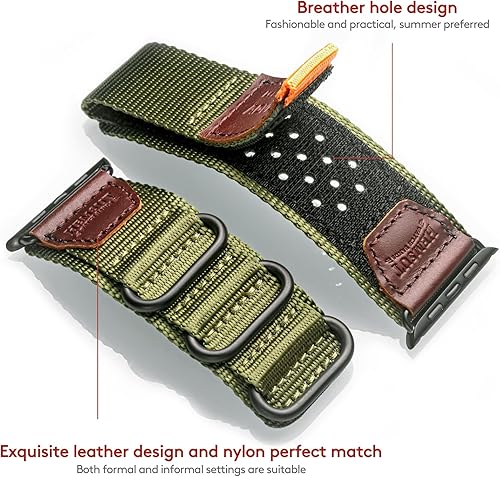 Miniatura 5 de Correa de nailon resistente compatible con Apple Watch Ultra de 4945441.654 in, 38401.614 in, correa de repuesto suave deportiva ajustable para