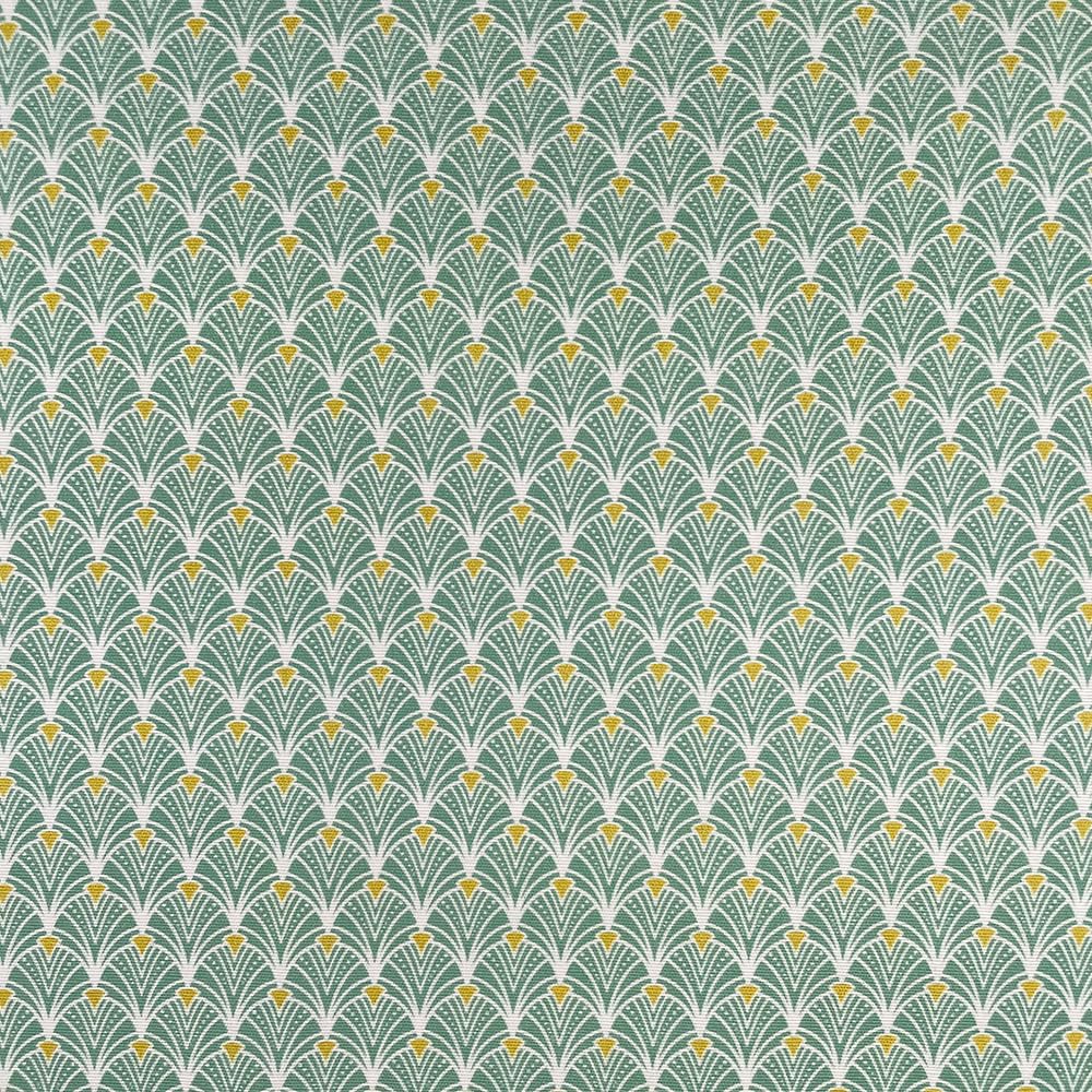 Oh Sew Crafty Limited Teal Cotton Rich Panama Art Deco Geometric Fans Digitally Printed Fabrics 140Cm Sold Per Metre (Teal)