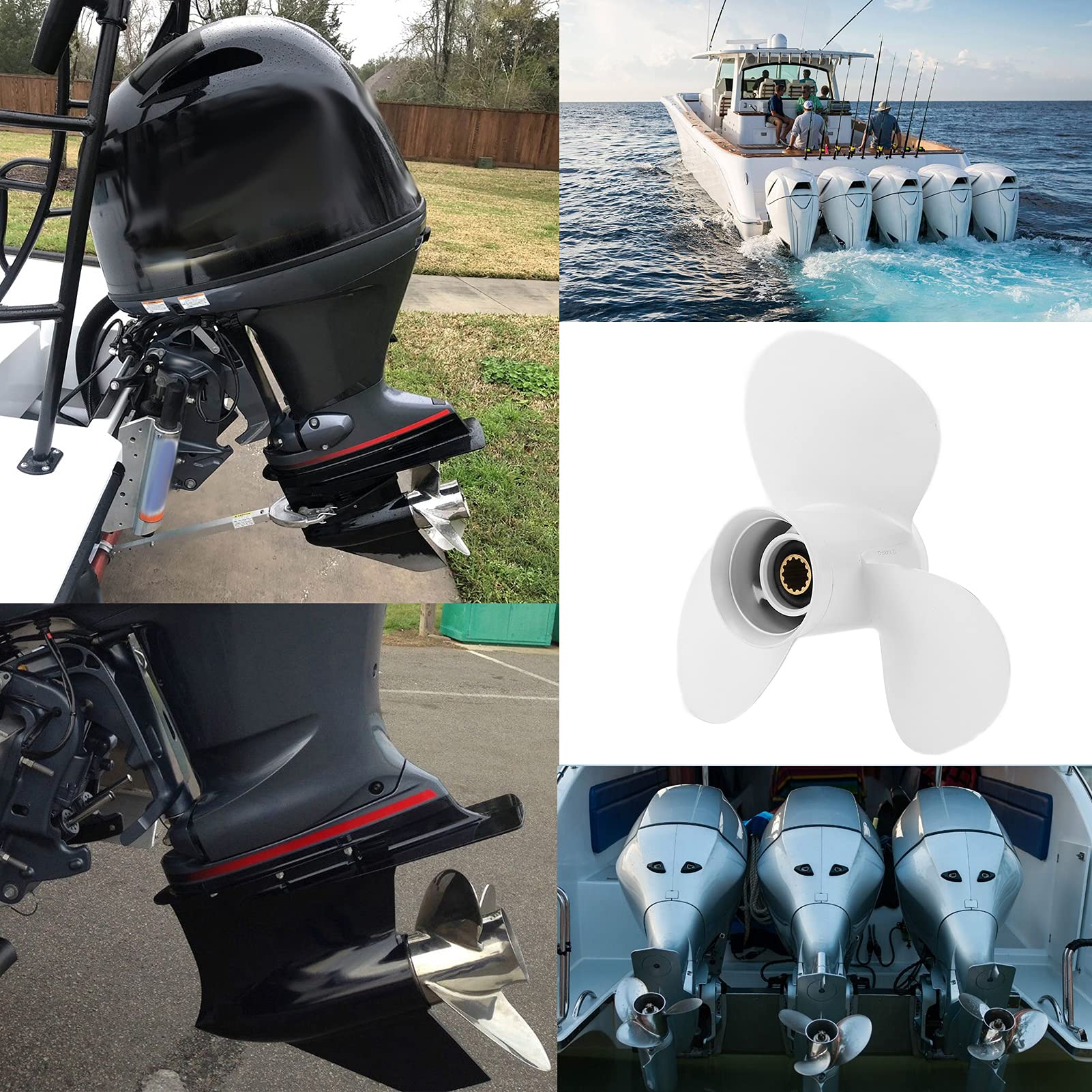 Śmigło Zaburtowe Śmigło ze Stopu Aluminium łodzi 3 Ostrza 13 Części Zamiennych do Akcesoriów do Silników Zaburtowych YAMAHA 25-60HP