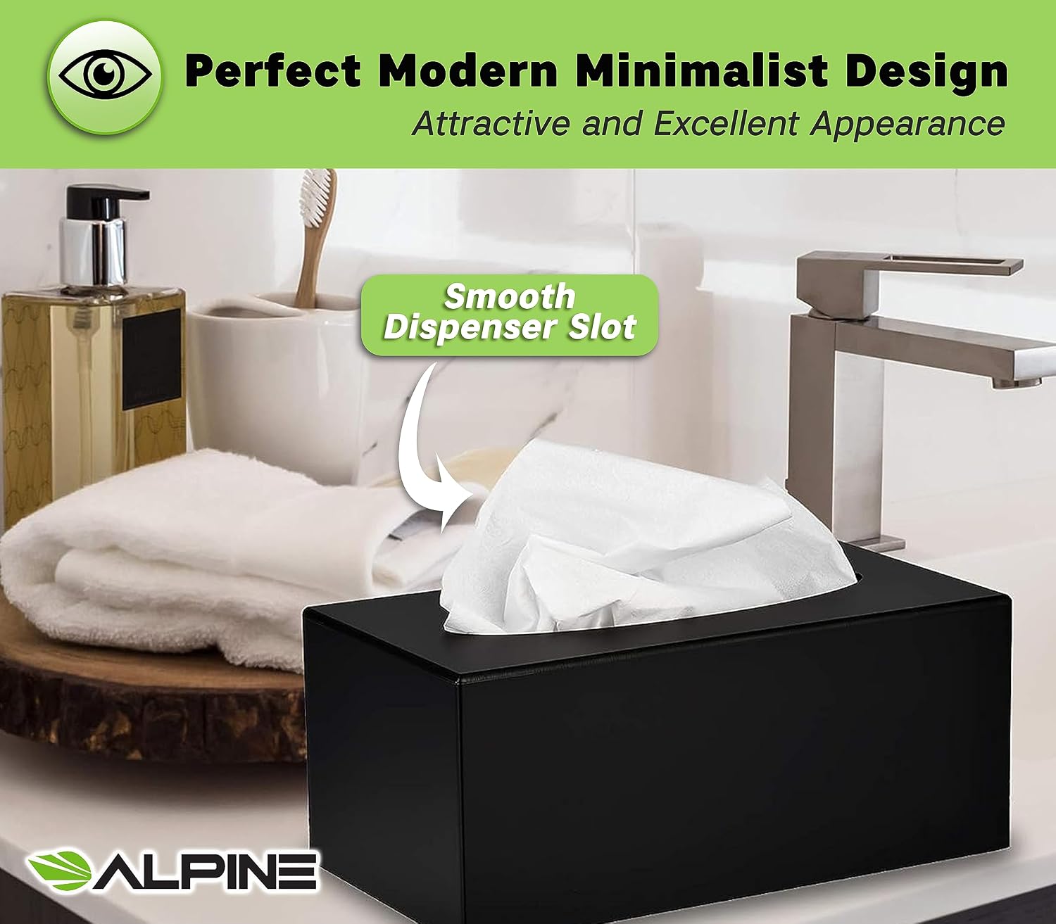 Alpine Industries Acrylic Rectangular Facial Tissue Dispenser Box - Modern Plastic Paper Towel Holder for Car, Kitchen Countertop, Bathroom & Shop … (Rectangular) image 3