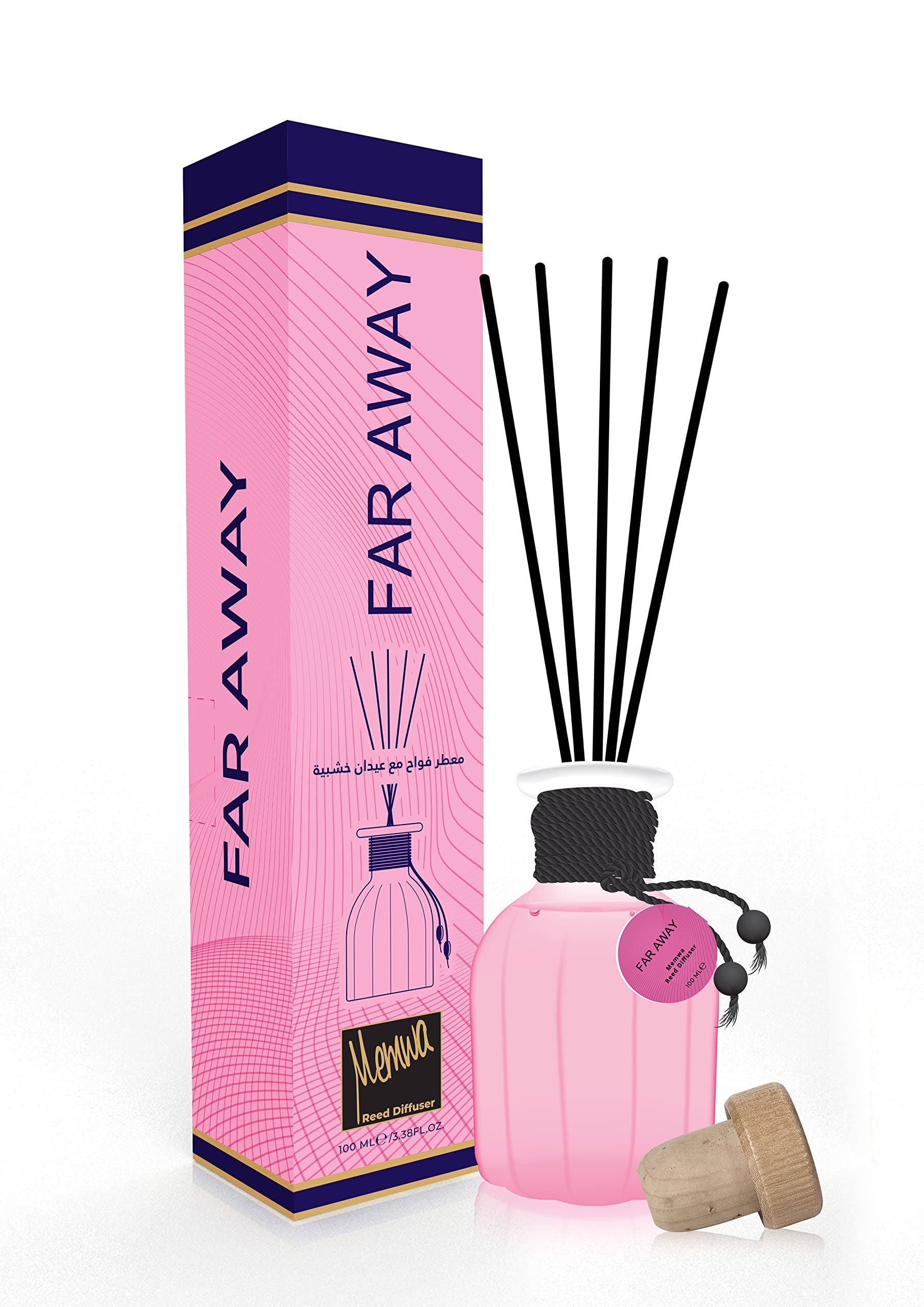 Memwa FAR AWAY Reed Diffuser Aromatherapy Perfect for Home & Office - 100 ml Floral Green