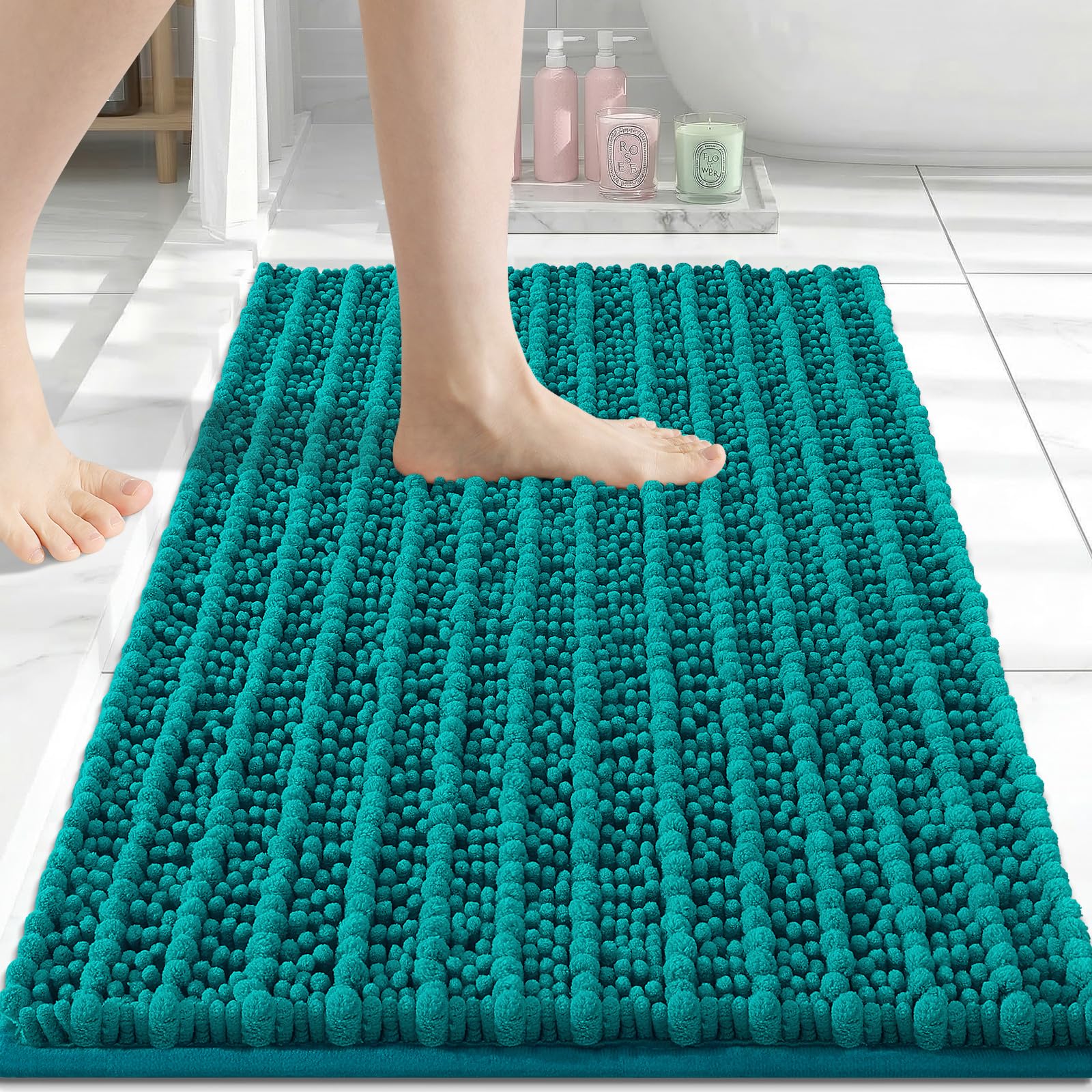 Arotive Bathroom Rugs Mat 24x16, Soft Absorbent Chenille Shaggy Bath Mat