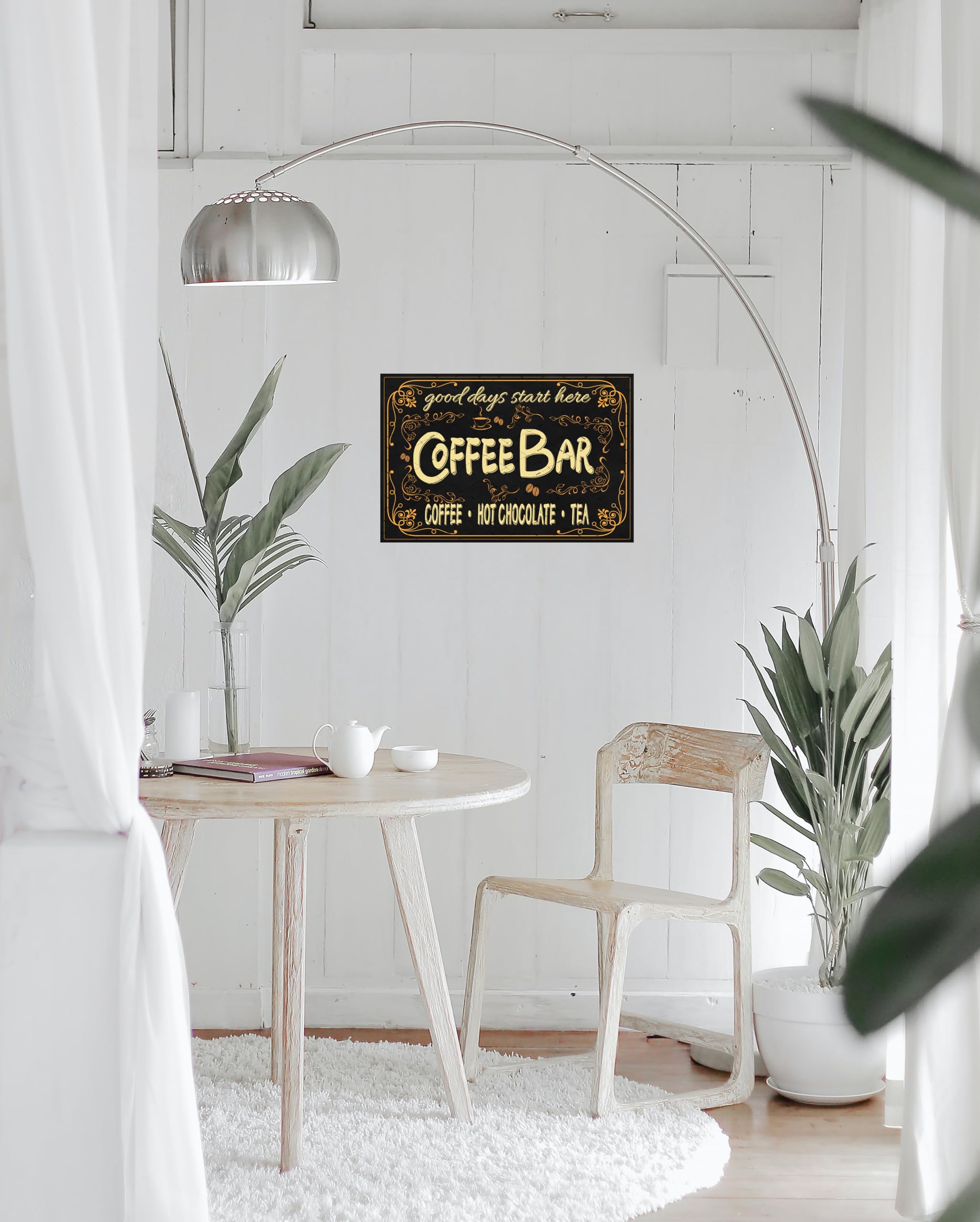 Targa In Metallo Vintage EMOHAT – Scritta Coffee Bar Hot Chocolate And Tea – Dimensioni 30,5 X 20,3 Cm – Decorazione Da Parete Per Casa, Bar, Cucina